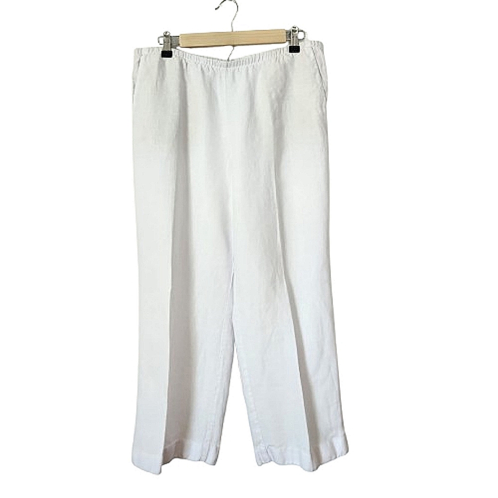 J. Jill White Love Linen Cropped Pants Medium Petite